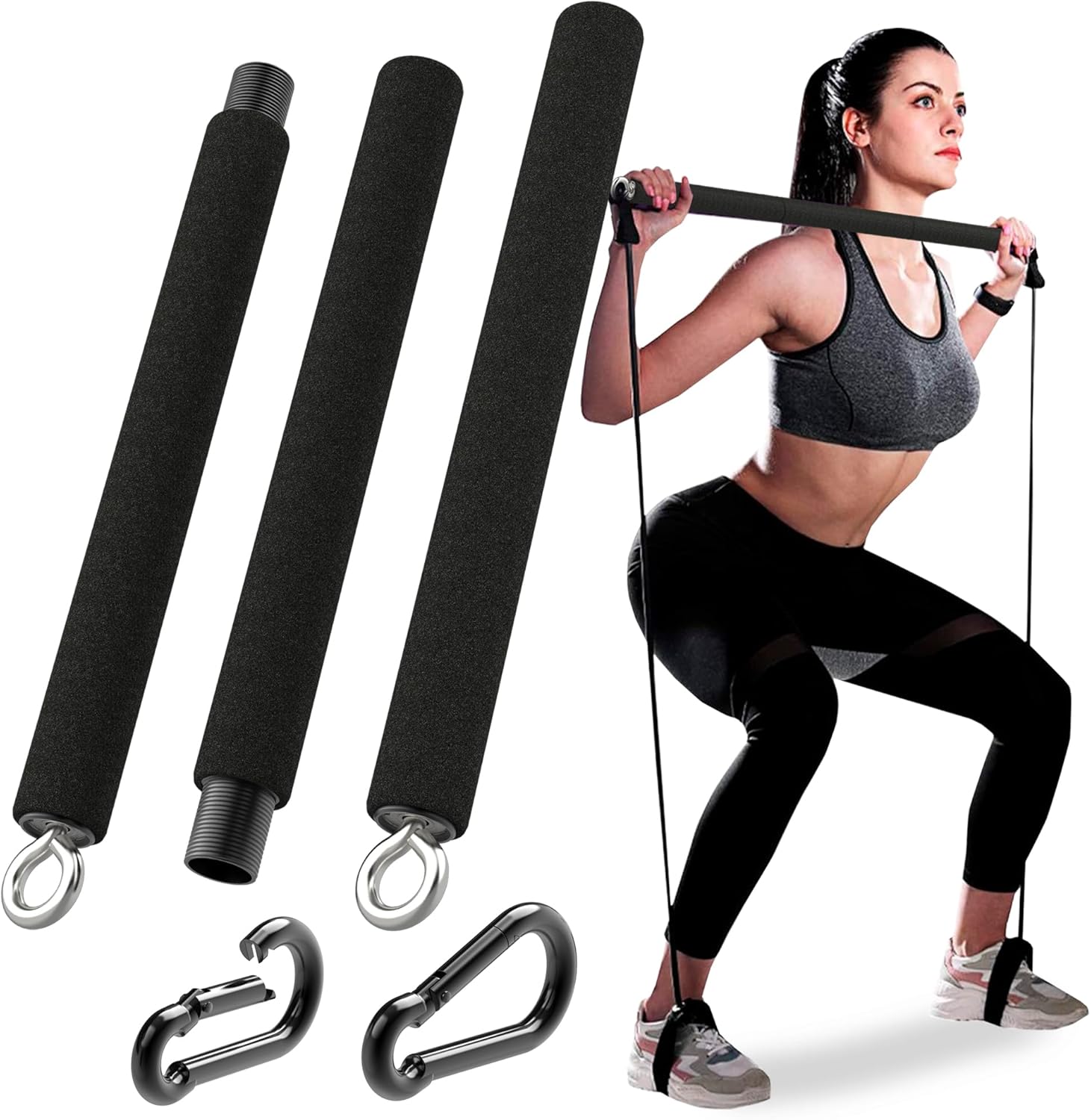 Herbionyx PowerBar™ with resistance bands for versatile full-body workouts, perfect for home or travel fitness.