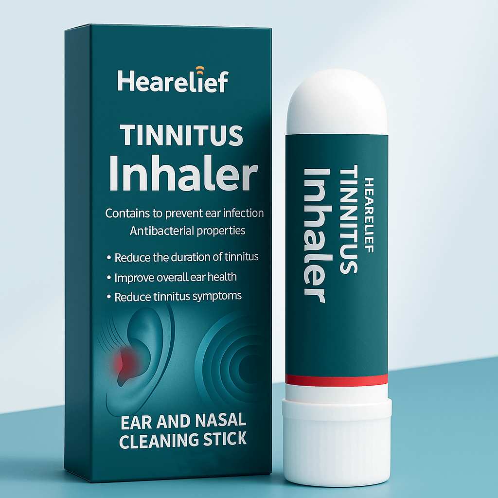 HeaRelief Tinnitus Inhaler for ear and nasal cleaning, reduces tinnitus symptoms and promotes ear health.