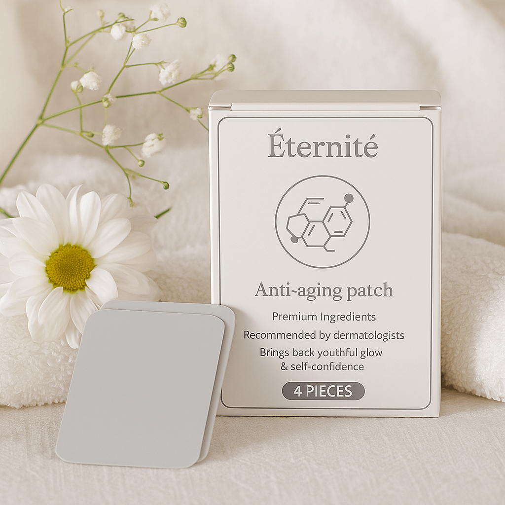 Éternité anti-aging patch box with one patch, featuring premium ingredients for youthful skin.