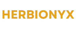 HerbionyX logo featuring bold yellow lettering on a black background, representing a natural health brand.