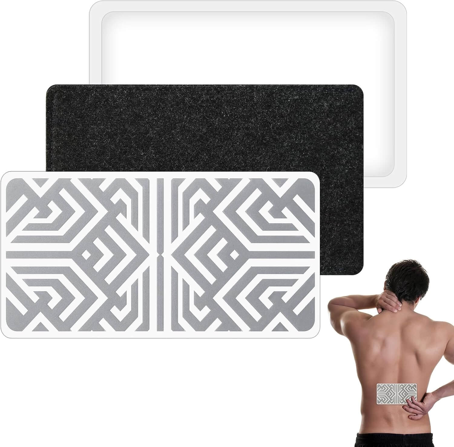 Herbionyx Natural Pain Relief Patch on a man's back, showcasing drug-free, comfortable wear for long-lasting relief.