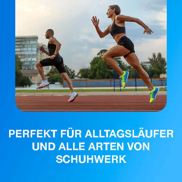 Two runners on a track, perfect for everyday runners and all types of footwear.